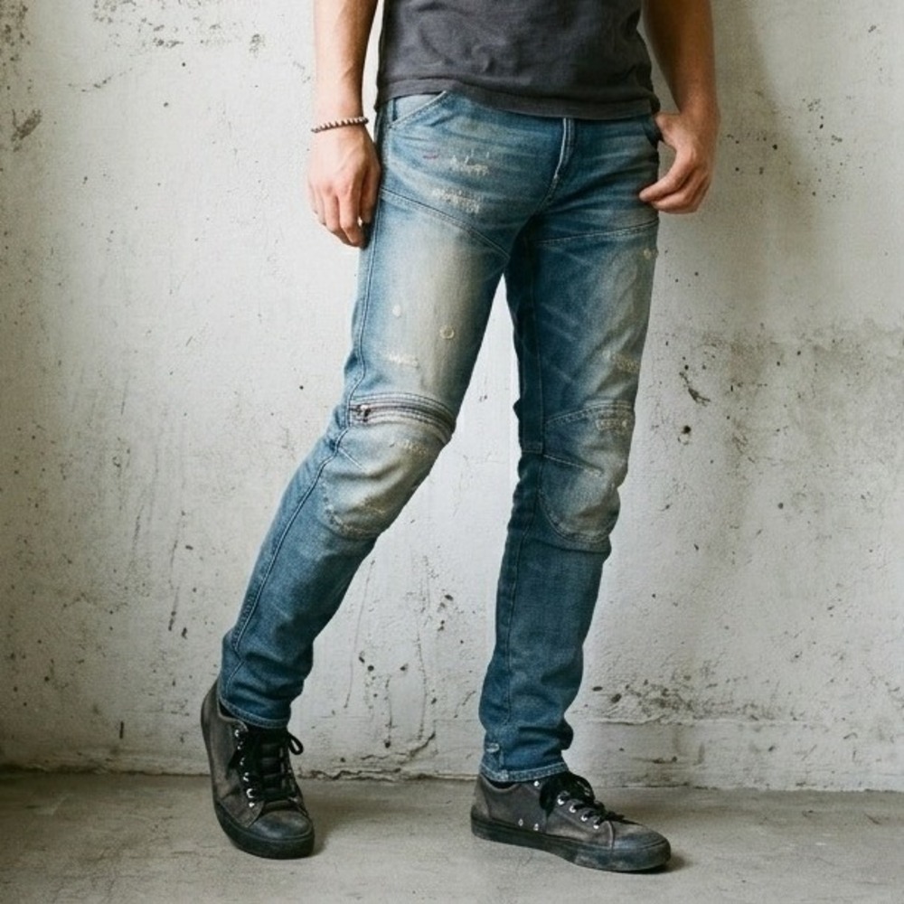 G-Star Raw 5620 3D Zip Knee Skinny Jeans Mens 33x34 Distressed‎ Moto Gorpcore